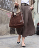 Torebka skórzana ponadczasowy design worek na ramię XL hobo leather bag - MARCO MAZZINI nubuk brąz caffe