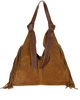 Torebka zamszowa shopperka skórzana frędzle boho brązowa camel - MARCO MAZZINI