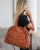 Shopper bag torebka skórzana A4 do pracy - MARCO MAZZINI brąz camel