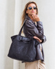 Torba damska pleciona shopper & shoulder leather bag - MARCO MAZZINI czarna