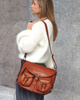 MARCO MAZZINI Skórzana torebka listonoszka z kieszeniami safari handmade bag camel