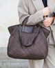 Torba damska pleciona shopper & shoulder leather bag - MARCO MAZZINI brąz caffe