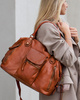 Torba biznesowa bowling retro bag skórzana - MARCO MAZZINI brąz camel