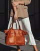 Torebka skórzana shopper bag - MARCO MAZZINI camel