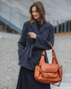 Włoska torebka skórzana z kieszenią z przodu retro bag handmade - MARCO MAZZINI brąz camel