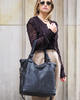 Torebka skórzana XL shopper vintage bag z kieszeniami vera pelle - MARCO MAZZINI czarny