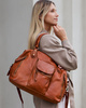 Torba biznesowa bowling retro bag skórzana - MARCO MAZZINI brąz camel