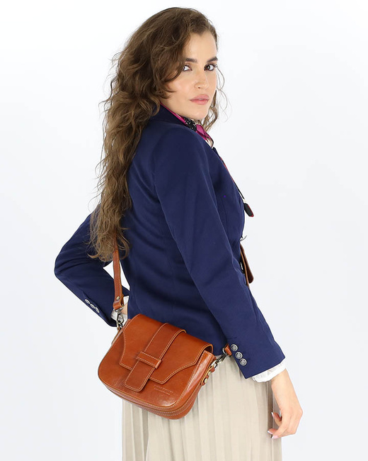Torebka skórzana crossbody bag MAZZINI VERONA - camel